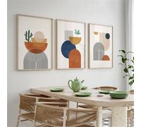 WUHBCZ Cactus Abstracto Moderno del Desierto Quemado Naranja Imagen de Impresión Geométrica del Cartel para la Decoración de la Oficina de la Sala de Estar-30 * 50cm*3PCS (sin marco)