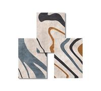 WUHBCZ Lienzo Abstracto Con Líneas Simples en Azul Beige y Negro para Pared Póster Moderno Impresión Artística Imagen para Sala de Estar Dormitorio Decoración del Hogar-40 * 60cm*3pcs (sin marco)