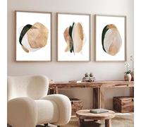 WUHBCZ Pintura Abstracta Con Pinceladas Geométricas Arte Mural Bohemio Lienzo Póster e Impresión Cuadros Acuarela Decoración para Oficina y Sala de Estar-40 * 60cm*3PCS (sin marco)