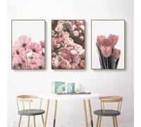 WUHBCZ Póster Nórdico en Lienzo Con Hermosa Rosa Rosa Arte de Pared Imágenes Modernas para Sala de Estar Decoración del Hogar Obras de Arte-50 * 60cm*3pcs (sin marco)