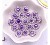 WUHGI 50 Piezas de 12 mm de Resina con Flores, Perlas Redondas, Cristales Planos, Botones de Diamantes de imitación para uñas, Apliques para Bodas, Bricolaje, álbumes de Recortes, Accesorios para