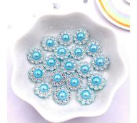 WUHGI 50 Piezas de 12 mm de Resina con Flores Redondas de Perlas y Cristales Planos para uñas, Botones de Diamantes de imitación, Apliques para Bodas, Manualidades de álbumes de Recortes, accesori