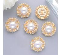 WUHGI 6 Piezas de 15/18 MM, Herramientas de Costura, Botones de Perlas y Diamantes de imitación con Cristales Brillantes, Accesorios para Sombreros, Horquillas para el Pelo, decoración de Ropa, 3-