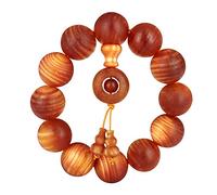 WUHGI Pulsera Bodhi, Pulsera de meditación, Pulsera de Cuentas de Madera, Mala Tibetano Budista para meditación y oración, joyería elástica, Madera de dragón de Sangre - Madera Ligeramente transp