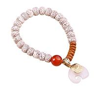 WUHGI Pulsera de Cristal, Pulsera de ágata, Pulsera de Cuentas Mala, Pulsera de Cuentas de oración Budista, Pulsera de Elefante de Jade