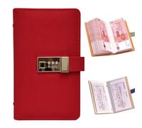 Wuhonghao Budget Planner Deutsch,Sparbuch für Geld mit Schloss,A6 Budgetplaner,Passwort Geldsparmappe,Geld sparen Carppe,Geld Carppe(Rot)