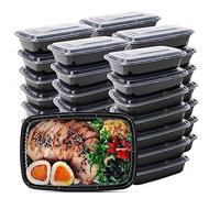 WUHUIXOZ Contenedor de preparación de comidas, paquete de 50 recipientes de almacenamiento de alimentos de 32 onzas con tapas, caja bento desechable de plástico reutilizable, sin BPA, caja para