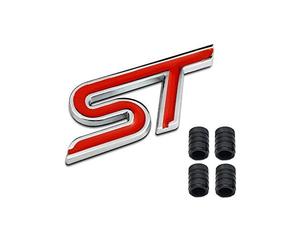 WUHUSHID 3D Metal S ST Logo Car Badge Emblem Sticker + 4 Pcs Estilo moleteado con Tapas de válvulas de plástico para Universal Car Styling Accesorios Decorativos (3)