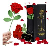 WuikerDuo Flores de Ganchillo para cumpleaños, Rosas eternas de Infinito para familias, mamá, Novia, Esposa, Rosas de Punto Hechas a Mano, Planta Artificial para Sala de Estar, Oficina, Coche