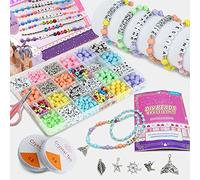 WuikerDuo Juego de cuentas de bricolaje, cuentas de letras para niños, joyería, pulsera, collares, kit de fabricación de cuerdas, pulseras, kit de manualidades para niñas y niños
