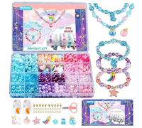 WuikerDuo kit Pulseras Para Hacer Niña,Abalorios Para Enhebrar, Conjuntos de joyas con cuentas brillantes Hacer pulseras Collares Conjunto artesanal