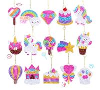 WuikerDuo Llavero Pintura Diamante, 15 PCS 5D DIY Diamond Painting Kit Hanging,Diamond Art Llavero Colgante DIY Diamond Accesorios Decorativos Adornos Gem Artes y Oficios