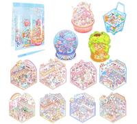 WUISOLQP 12 pegatinas 3D para casa, pegatinas 3D para habitación con pinzas, pegatinas 3D para escena, miniatura, casa, pegatinas 3D, pegatinas para niños, divertidas pegatinas para escena, pegatinas