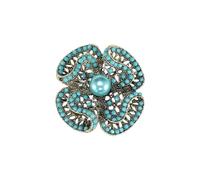 WUJIHE Broches de flores turquesa para mujer, unisex, estilo tibetano, insignia, color azul turco, insignia, banquetes, fiestas, mochilas, regalos, accesorios de joyería, talla única