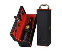 WUJIHE Caja de piel sintética para botellas de vino, organizador de almacenamiento para el hogar, soporte de transporte de vino, caja de regalo de vino tinto, f, WITHOUT WINE_OTHER