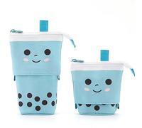 WUJIHE Estuche para lápices de té con leche de pie, bonito soporte telescópico para bolígrafos, artículos de papelería para estudiantes, suministros de oficina, bolsa para lápices (caqui)