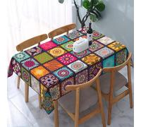 WUJIHE Mantel rectangular de poliéster con diseño de mandala, bohemio, circular, colorido, mantel indio, festival, fiesta, decoración del hogar (100 x 160 cm)