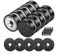 Wukong 10 Piezas Imanes Neodimio Negro, 20 x 7 mm Imanes Potentes 10 Kg Fuerza con Orificio y Cápsula, imán en Recipiente Avellanado con Tornillos