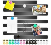 Wukong 10 Piezas Tableta Memot Memot Board Negro, tiras magnéticas autoadhesivas con 32 imanes de pizarra para la oficina, tablero de alfileres, pared fotográfica, documentos y refrigerador