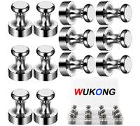 Wukong 12×16mm Imanes Pizarra Blanca, 12 Piezas Push Pin Imanes Neodimio Fuerte Magnético Chinchetas, Imanes para Nevera, Pizarra, Mapa y Calenda