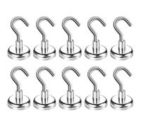 Wukong 18KG(40LB) Imanes Potentes Gancho,10 Pieza Imanes Neodimio Ganchos Adhesivos,25mm Imanes Adhesivos con Gancho,Gancho Magnetico Adecuado para Cocinas, Baños, Oficinas y Garajes