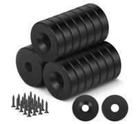 Wukong 20 unidades de imanes redondos negros, 12 x 3 mm, mini imanes con agujero, imanes para ollas con tornillos para frigorífico, pizarra, tablón de anuncios, oficina y manualidades