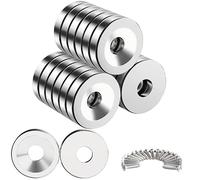 Wukong 20PCS Calamita Neodimio, 10x3mm Magneti con Foro n52 Potente Magnete con Viti per Uffici Lavagna Magnetica Frigorifero Magnet Board