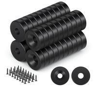 Wukong 40 unidades de imanes redondos negros, 10 x 3 mm, mini imanes con agujero, imanes para ollas con tornillos para frigorífico, pizarra, tablón de anuncios, oficina y manualidades