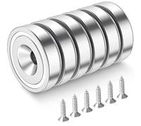 Wukong 6PCS Imanes Potentes, 20x7 mm Iman Redondo con Agujero Imanes Neodimio Avellanados N52 para Pizarra Magnética Cocina Herramientas Bricolaje