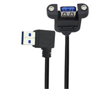 WUKUBO Codo de 90 grados extensor de extensión USB 3,0 Cable de transmisión rápida macho a hembra doble blindaje con montaje en Panel de tornillos 0,3 m 0,6 m(30cm,Right)