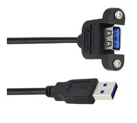 WUKUBO Codo de 90 grados extensor de extensión USB 3,0 Cable de transmisión rápida macho a hembra doble blindaje con montaje en Panel de tornillos 0,3 m 0,6 m(60cm,Down)