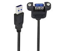 WUKUBO Codo de 90 grados extensor de extensión USB 3,0 Cable de transmisión rápida macho a hembra doble blindaje con montaje en Panel de tornillos 0,3 m 0,6 m(30cm,Straight)