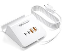 WUKUR Estación de carga USB C múltiple 45 W cargador USB múltiple 4 puertos cargador PD carga rápida para iPhone Pad Galaxy Samsung Airpods Pixel Iwatch Redmi (blanco 45W)