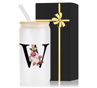 Wulcea Vaso de vidrio monogramado con tapa y pajita, para mujeres, hombres, profesores, Navidad, música, baile, ciencia, guardería, educación especial, historia del inglés, escuela dominical, español