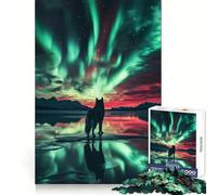 Wulf Bajo Las Auroras Boreales, Rompecabezas de 1000 Piezas para Adultos Ejercicios de lógica Entretenimiento placentero Bordes limpios (38x52cm)