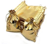 Wuligirl 100pcs 12,7 x 17,8 cm Navidad Cordón Organza Bolsa regalo Bolsas para fiesta Seashell Chocolates Bolsas de regalo de boda para mujer, Organza, oro 5x7, 5x7 pulgadas