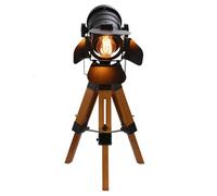 Wulimasun pequeña lámpara de mesa industrial vintage proyector de escritorio trípode de madera y metal, altura ajustable 10-14,2 cm, mini lámpara retro estilo cine para salón, dormitorio, estudio (sin