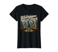Wulingyuan China Bosque Nacional Zhangjiajie China Viajes Camiseta gráfica económica, Mujer, Negro, S