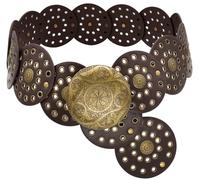 WULIQIUQIU Cinturón ancho de disco para mujer, cinturón de piel estilo bohemio estilo vaquero vintage, Café, 101CM/39.8IN