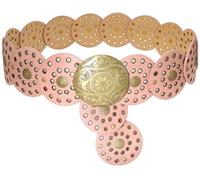 WULIQIUQIU Cinturón ancho de disco para mujer, cinturón de piel estilo bohemio estilo vaquero vintage, Rosado, 101CM/39.8IN