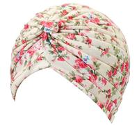 WULIQIUQIU Turbante para mujer, gorro para quimioterapia contra el cáncer, gorro para pérdida de cabello, Flor-Beige, Talla única