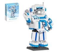 WULOBOOI Space Astronaut - Mini juego de construcción de microbloques azules con soporte para decoración del hogar y la oficina, regalos creativos para adultos y adolescentes, coleccionista de modelos