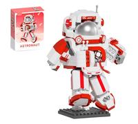 WULOBOOI Space Astronaut - Mini juego de construcción de microbloques rojos, kit de construcción de juguetes pequeños con soporte para decoración del hogar y la oficina, regalos creativos para adultos