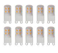 WULUN Bulbo LED G9 2w blanco cálido 3000k, reemplazo de bulbo halógeno G9 20w 25w, luz no ajustable, bulbo de base de pin g9, ac220-240v, ángulo de haz de 360 °, 10 paquetes