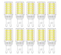 WULUN Bulbo LED G9, 5w 500lm, 6000k blanco frío, equivalente a bulbo halógeno de 50w, luz no ajustable, sin parpadeo, AC 230v, lámpara decorativa para el hogar de araña, 10 paquetes