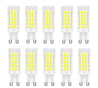 WULUN Bulbo LED G9 5w, AC/DC 220-240v, 6000k frío y blanco, 500 lumen, protección ocular, ahorro de energía, luz no ajustable, lámpara de techo, 10