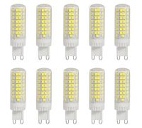 WULUN Bulbo LED G9 7w, blanco frío 6500k, equivalente a bulbo halógeno de 70w, luz no ajustable, sin parpadeo, bulbo LED de ahorro de energía, 700mm, ac220-240v, 10 paquetes