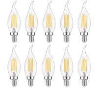 WULUN E14 4W LED vela de filamentos luz 40W bombilla incandescente equivalente, luz blanca cálida 2700 K 400LM No Regulable Pack de 10