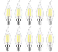 WULUN E14 4W LED vela de filamentos luz 40W bombilla incandescente equivalente, luz blanco frío 6500 K 400LM No Regulable Pack de 10