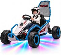 Wumagin 24V Kart Eléctrico Infantil 24V, 2 Motores, 3-8 Años, Azul | Modo Drift, 8 km/h, Arnés de 5 puntos, marcha delantera/trasera, ruedas duraderas, LED, Bluetooth, Música